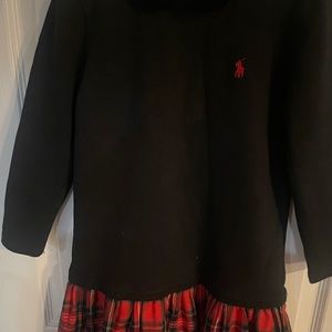 Polo Ralph Lauren girls dress size medium (8-10) black and red striped.